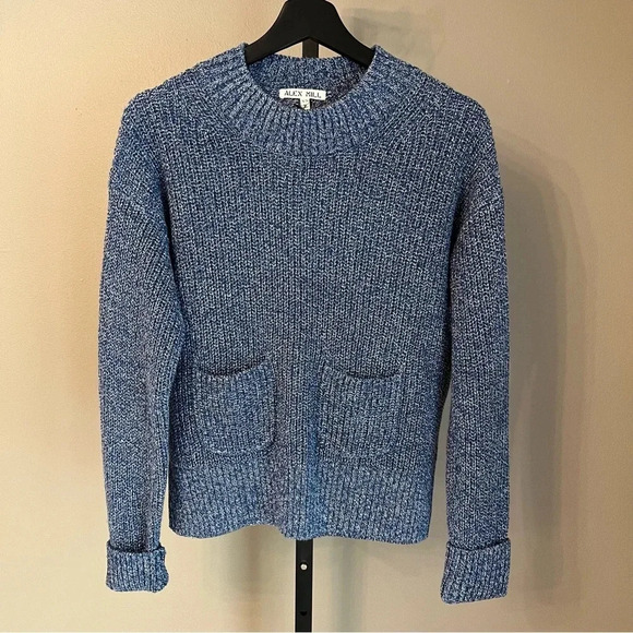 Alex Mill Hank High Neck Sweater Navy Marl XS NWT Nautical...